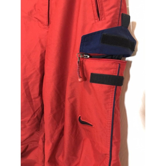 Women's NIKE ACG Snow Pants, Size 8-10, Red Orange with Blue Piping - Picture 12 of 16